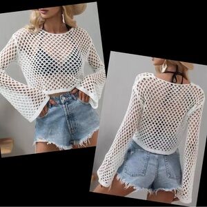 Private Label White Crochet Crop Top